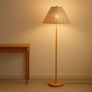2-Light Rattan Floor Lamp