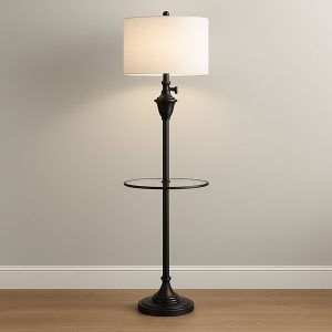 59"H Metal Floor Lamp With Table