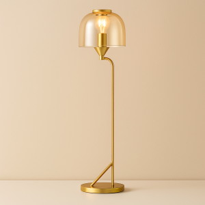 61”H Metal Floor Lamp with Glass Shade