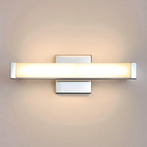 Sleek Chrome LED Wall-Mounted Vanity Light with Acrylic Shade – 18” x 2 1/2” x 4 3/4”