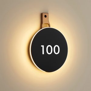 Modern LED House Number Wall Light – Brushed Copper Finish