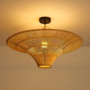 Modern Natural Rattan Ceiling Light – Ø120 cm Handwoven Bohemian Flush Mount Fixture