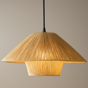 Handwoven Raffia Grass Pendant Light – Natural Boho Ceiling Lamp, Ø50 x H25cm