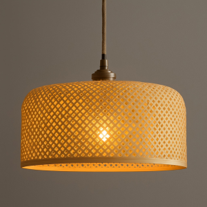 Natural Rattan Pendant Light, Handwoven Boho Hanging Lamp, Bamboo Wicker Ceiling Light Fixture Ø40cm