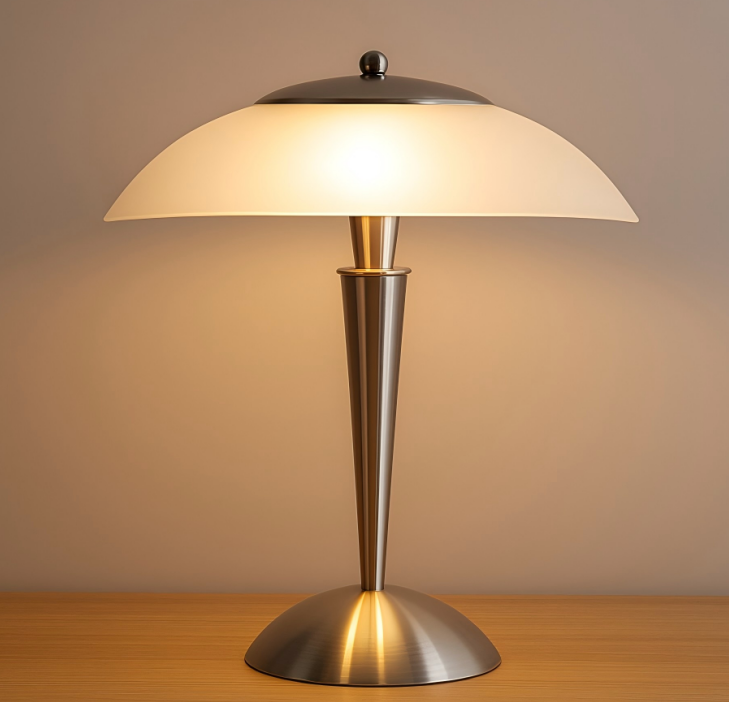 Modern Metal Table Lamp with Frosted Glass Shade – Elegant Minimalist Design for Bedroom, Living Room, or Office