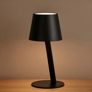 Modern Minimalist LED Table Lamp – Black Metal Desk Lamp with Angled Stand, Contemporary Bedside Lighting