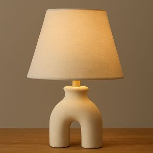 Modern Ceramic Table Lamp with Fabric Shade – Minimalist Nordic Style, Soft Warm Lighting