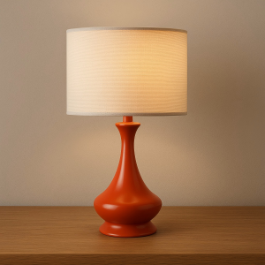 Retro-Modern Ceramic Table Lamp – Bold Orange Accent