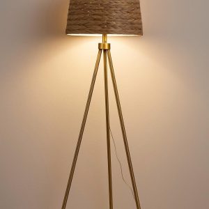 Modern Bohemian Rattan Tripod Floor Lamp