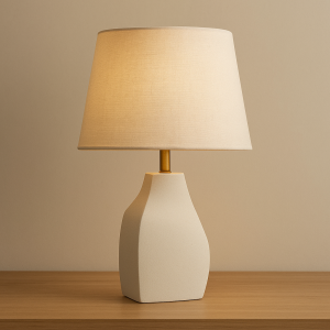 Minimalist Ceramic Table Lamp with Fabric Shade