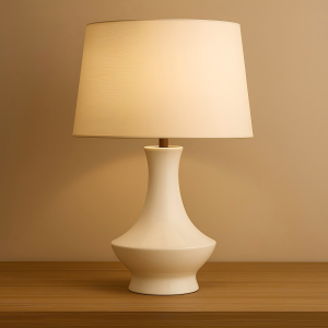 Elegant White Ceramic Mid-Century Table Lamp