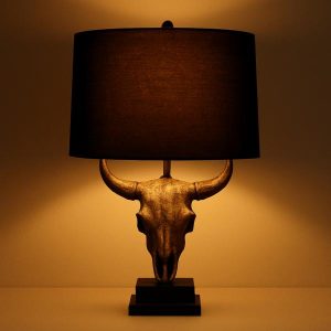 Rustic Western Skull Table Lamp