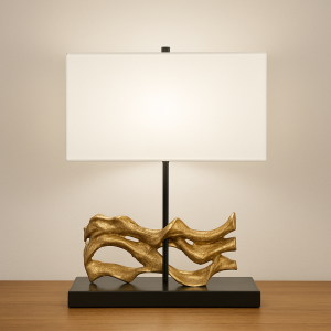 Sculptural Gold Accent Table Lamp – Modern Elegance