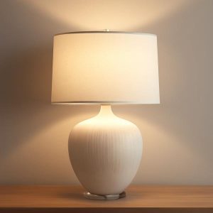Elegant White Ceramic Table Lamp with Soft Glow