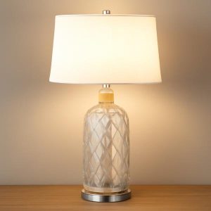 Coastal Charm Table Lamp with Glass & Jute Base