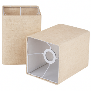 Modern Rectangular Fabric Lampshade, Beige Linen, E27/E26 Compatible, 32cm Height, 20cm Width, Knock Down (KD) Design for Easy Packaging