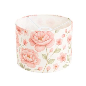Floral Fabric Drum Lampshade – Pink Blossom Design, 20×17 cm